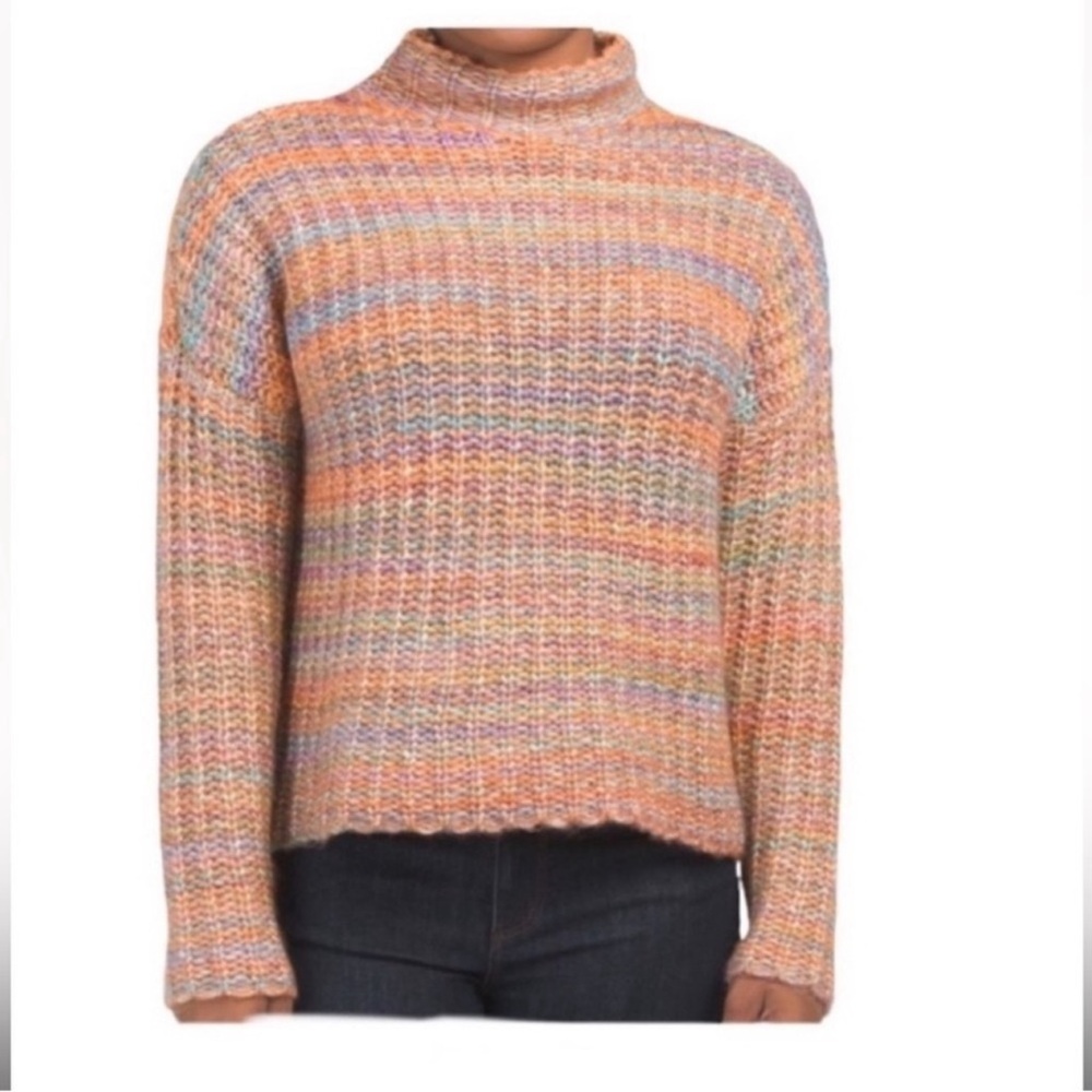 Marled reunited NWT knit space dye mock neck long sleeve pullover sweater medium